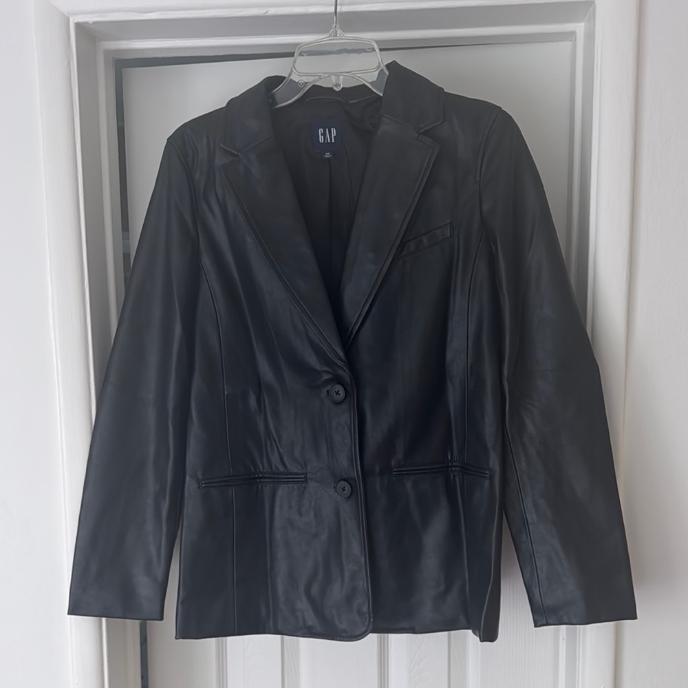 GAP Black Faux Leather Blazer